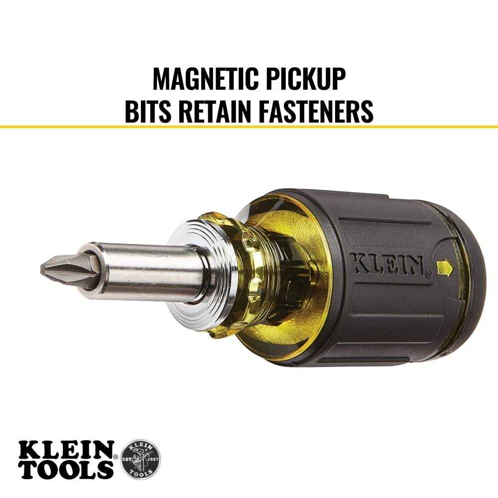 Klein Tools 32308 8 in 1 Multi Bit Adjustable Length Stubby Screwdriver - Cheap Fitting