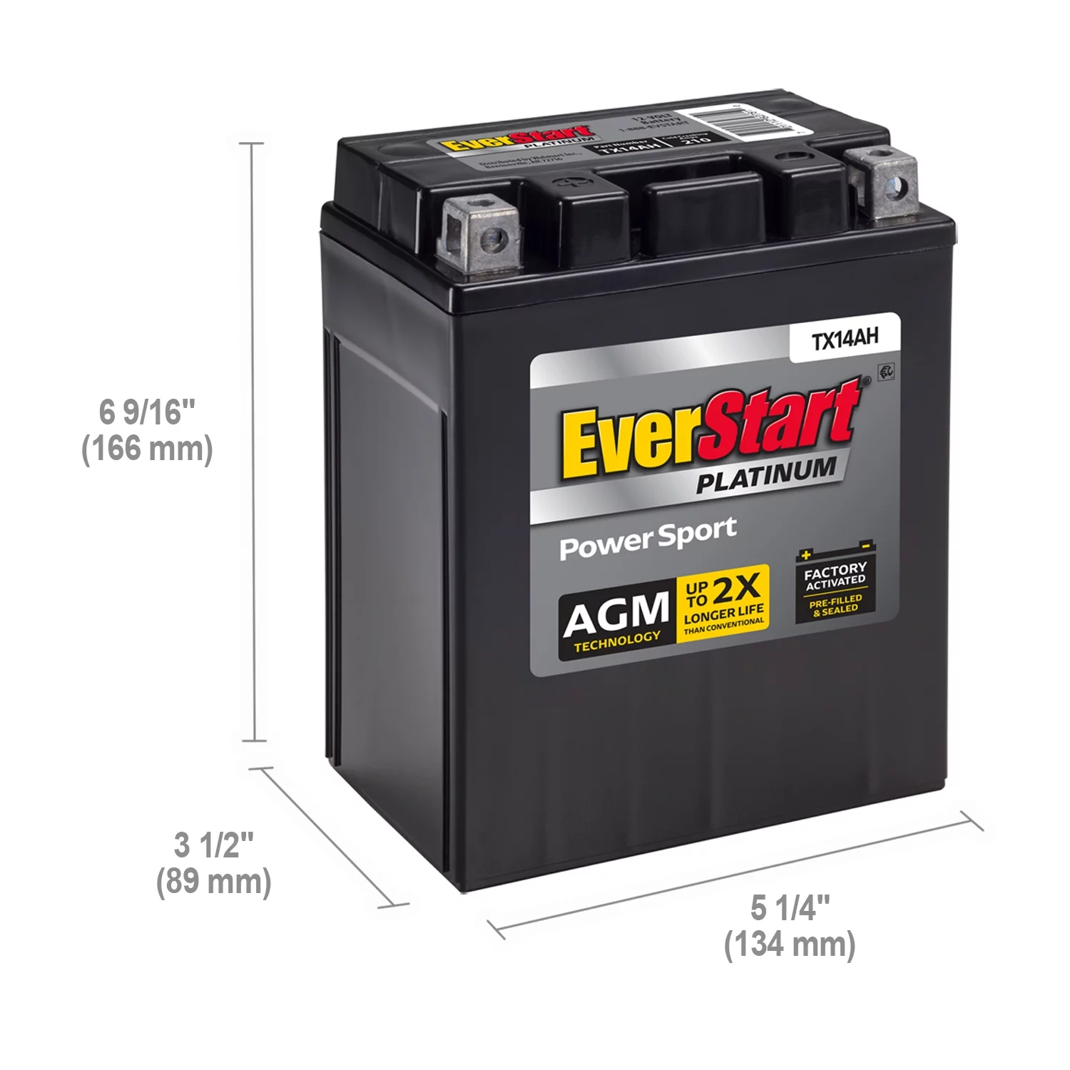 EverStart Premium AGM PowerSport Battery, Group Size TX14AH 12 Volt, 220 CCA - Cheap Fitting
