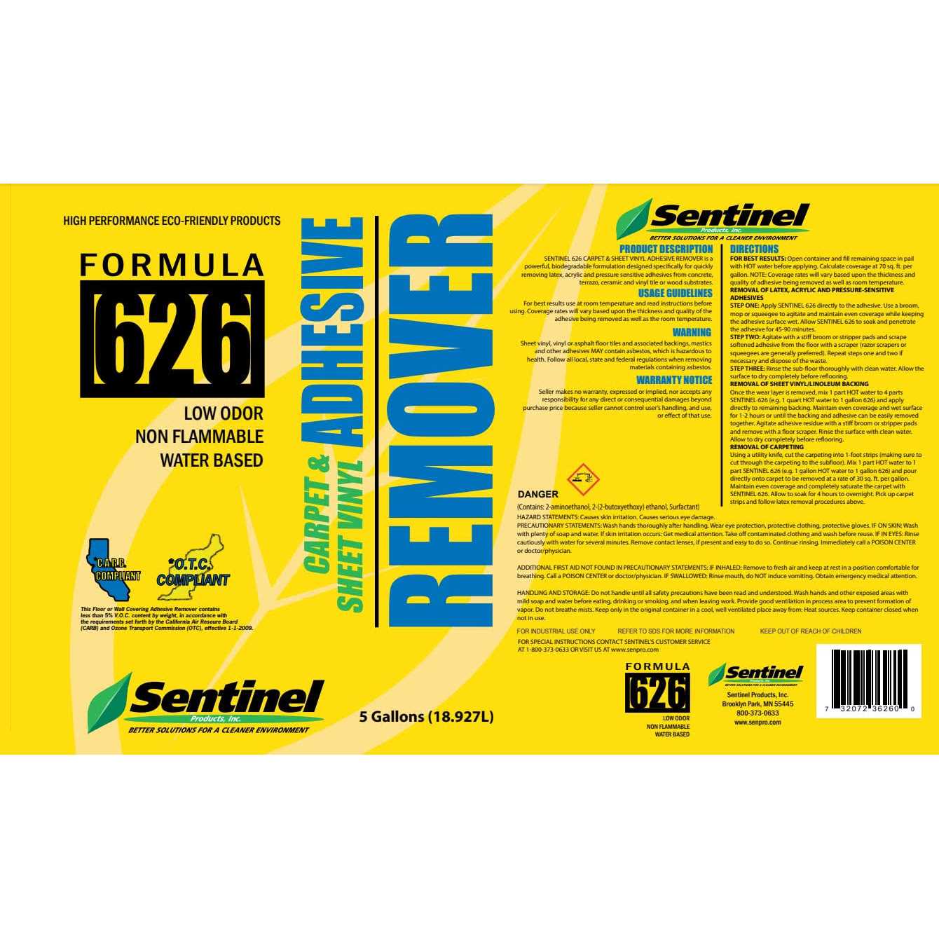 Sentinel Formula 626 Carpet and Sheet Vinyl Adhesive Remover - Cheap Fitting