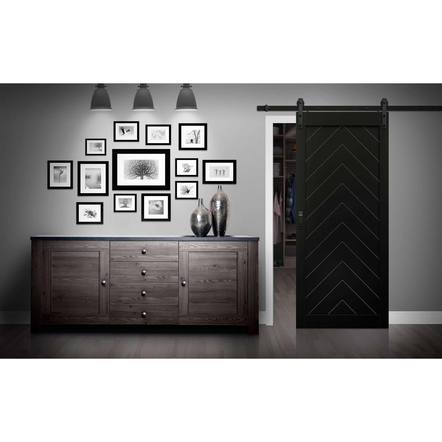 RELIABILT 42-in x 80-in Chocolate MDF Single Barn Door - Cheap Fitting