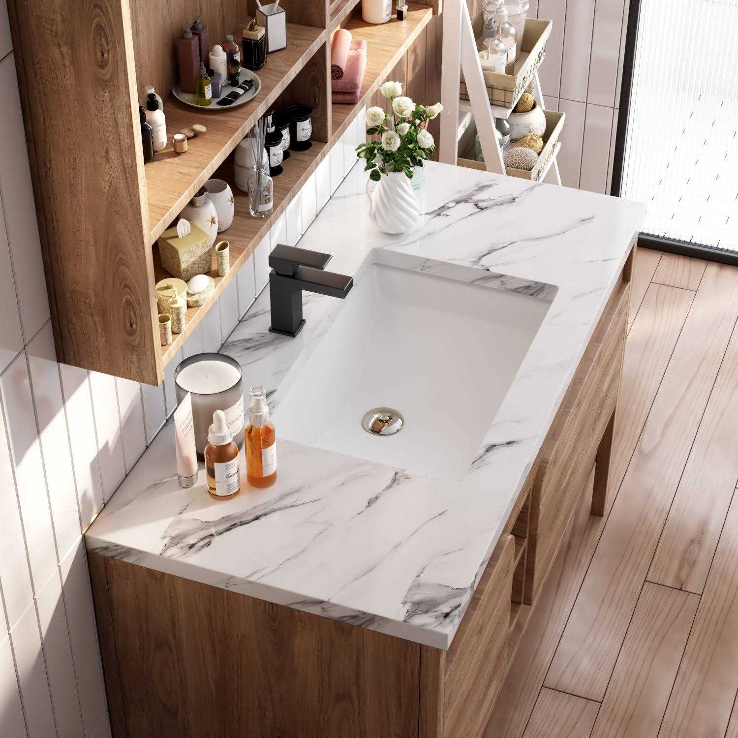 DeerValley DV-1U0085 Ally Rectangular Undermount Bathroom Sink 21 inch Vitreous China Bathroom Undermount Sink with Overflow - Cheap Fitting