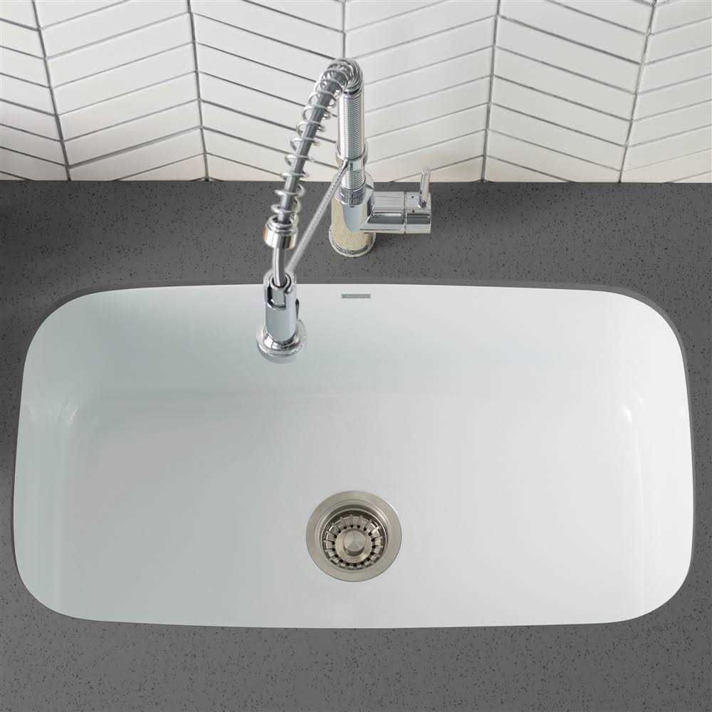 Kraus Pintura 31 1/2-inch 16 Gauge Undermount Single Bowl Enameled Steel Kitchen Sink KEU14WHITE - Cheap Fitting