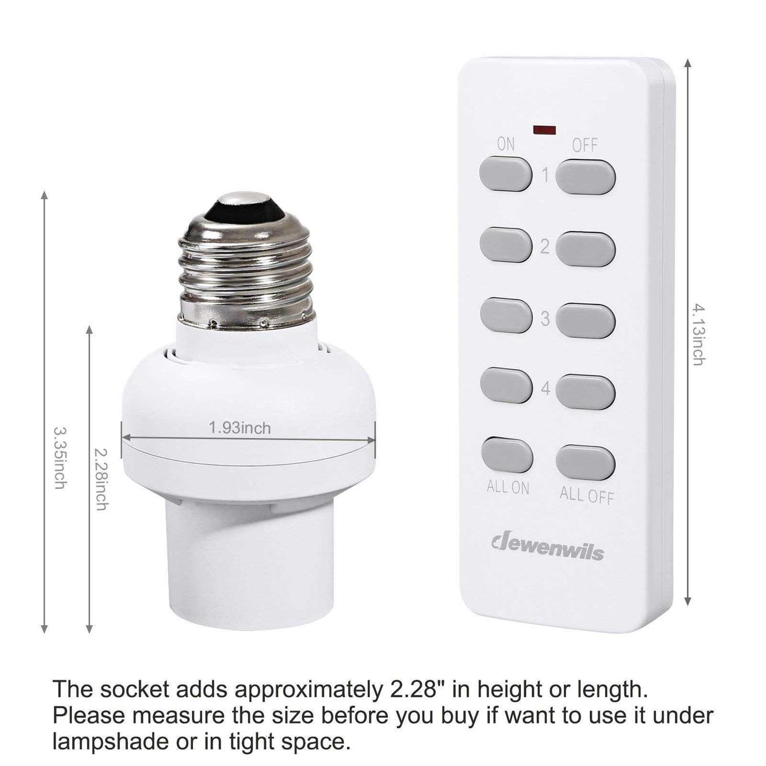 dewenwils Remote Control Light Socket e26/e27 bulb base Wireless Light bulb Socket Switch Kit - Cheap Fitting