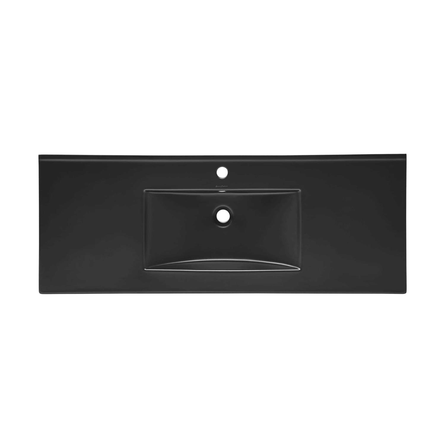 Swiss Madison 48 Inch Ceramic Vanity Sink Top in Matte Black - Cheap Fitting