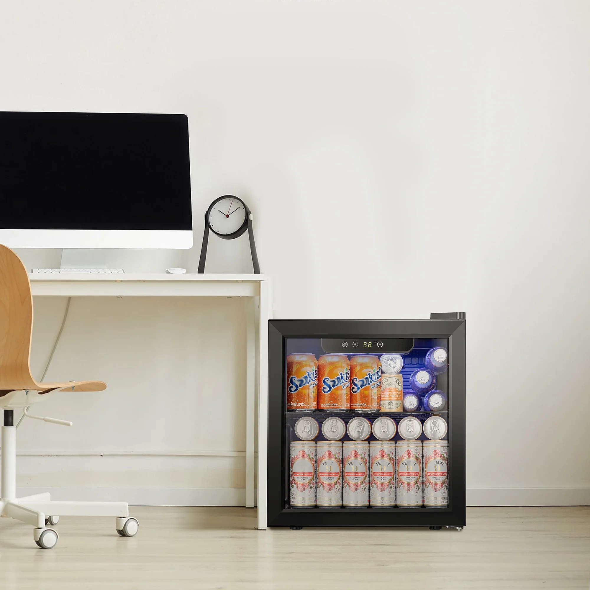 Kndko 1.7 cu.ft Beverage Cooler & Refrigerator, 16 Bottle Wine Cellar, 67 Cans Mini Fridge w/ Clear Front Glass Door, Black, NEW - Cheap Fitting