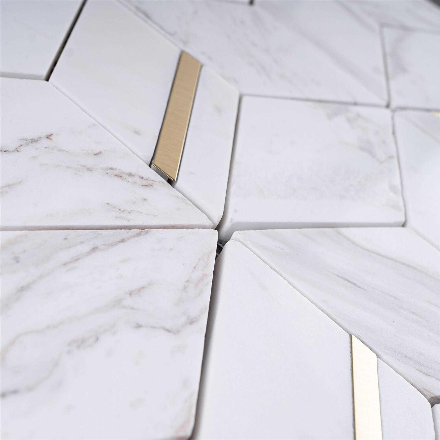 MOLOVO TileGen. Natural Dorato Gold Metal Stainless Steel Polished Marble Mosaic - Cheap Fitting
