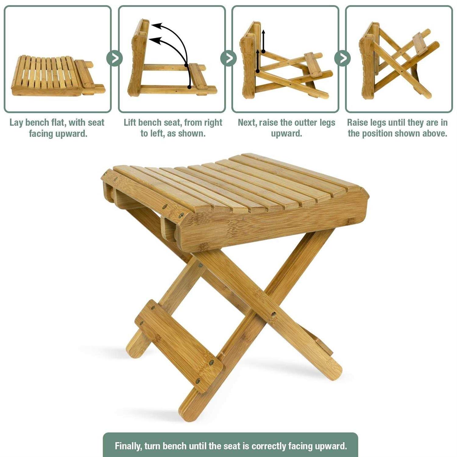 Sorbus Bamboo Folding Step Stool Bench for Shaving Shower Foot Rest - Cheap Fitting