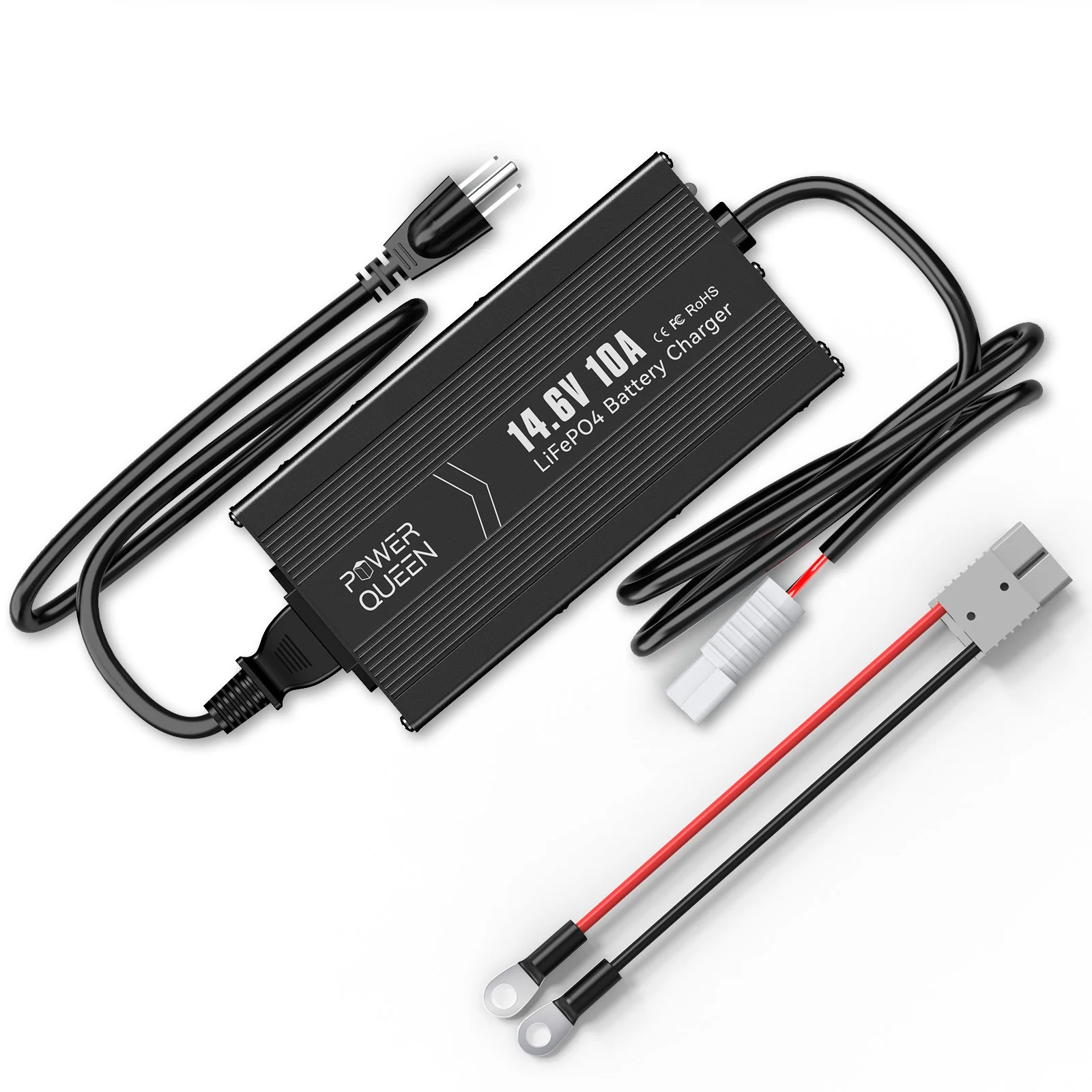 Power Queen 12V 50Ah Deep Cycle LiFePO4 Lithium Battery with 14.6V 10A Charger for RV, Camper, Trailer - Cheap Fitting