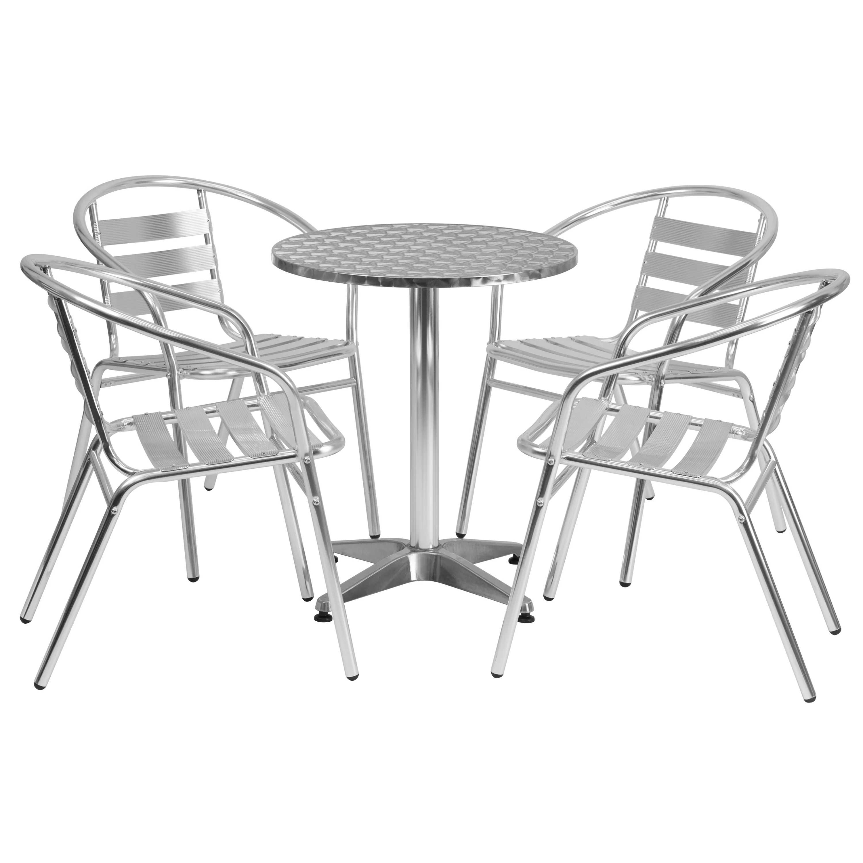 Flash Furniture 23.5'' Round Aluminum Indoor-Outdoor Table Set with 4 Slat Back Chairs - Cheap Fitting