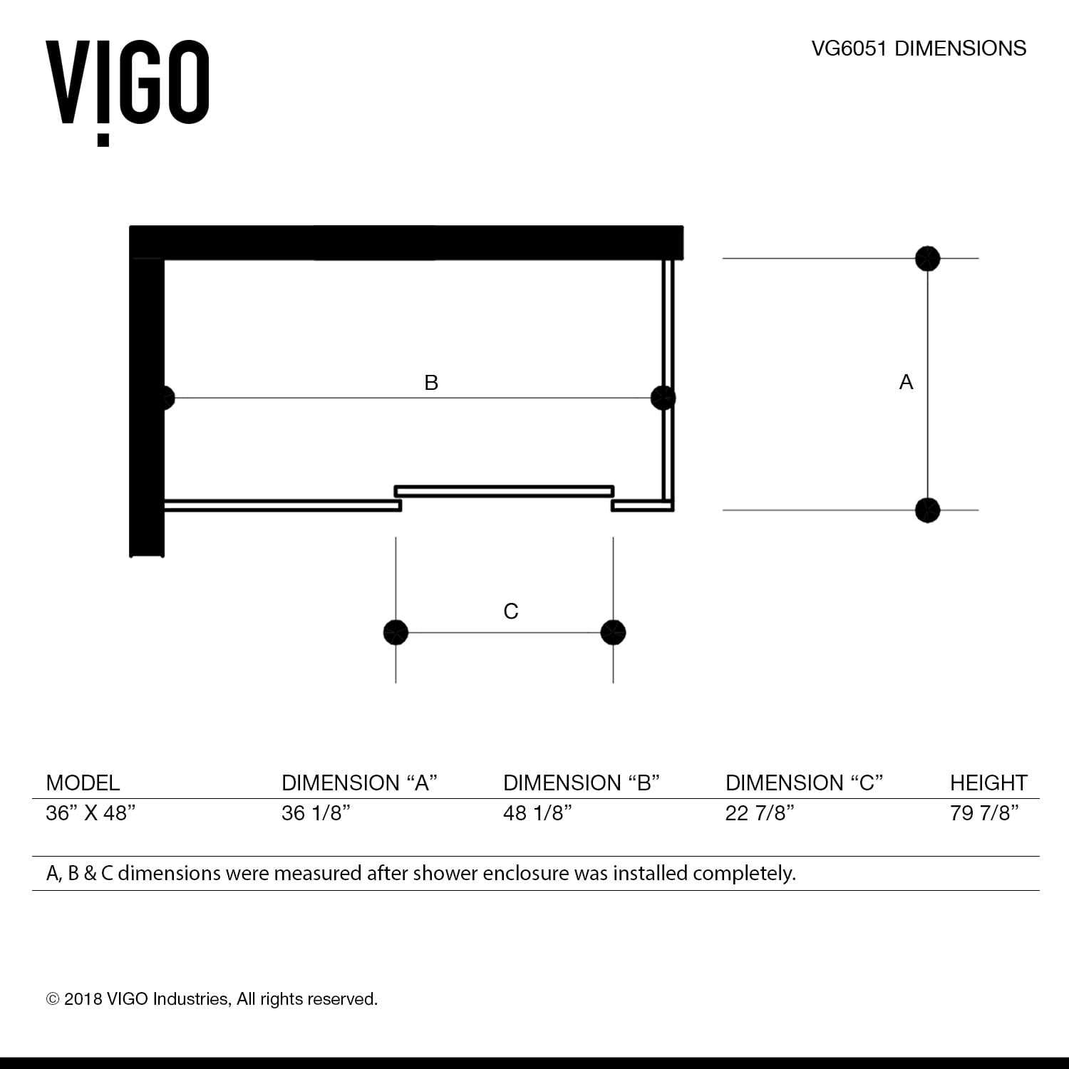 VIGO Winslow 36 in. L x 48 in. W x 79 in. H Frameless Sliding Shower Enclosure Kit in Stainless Steel with Clear Glass VG6051STCL48WR - Cheap Fitting