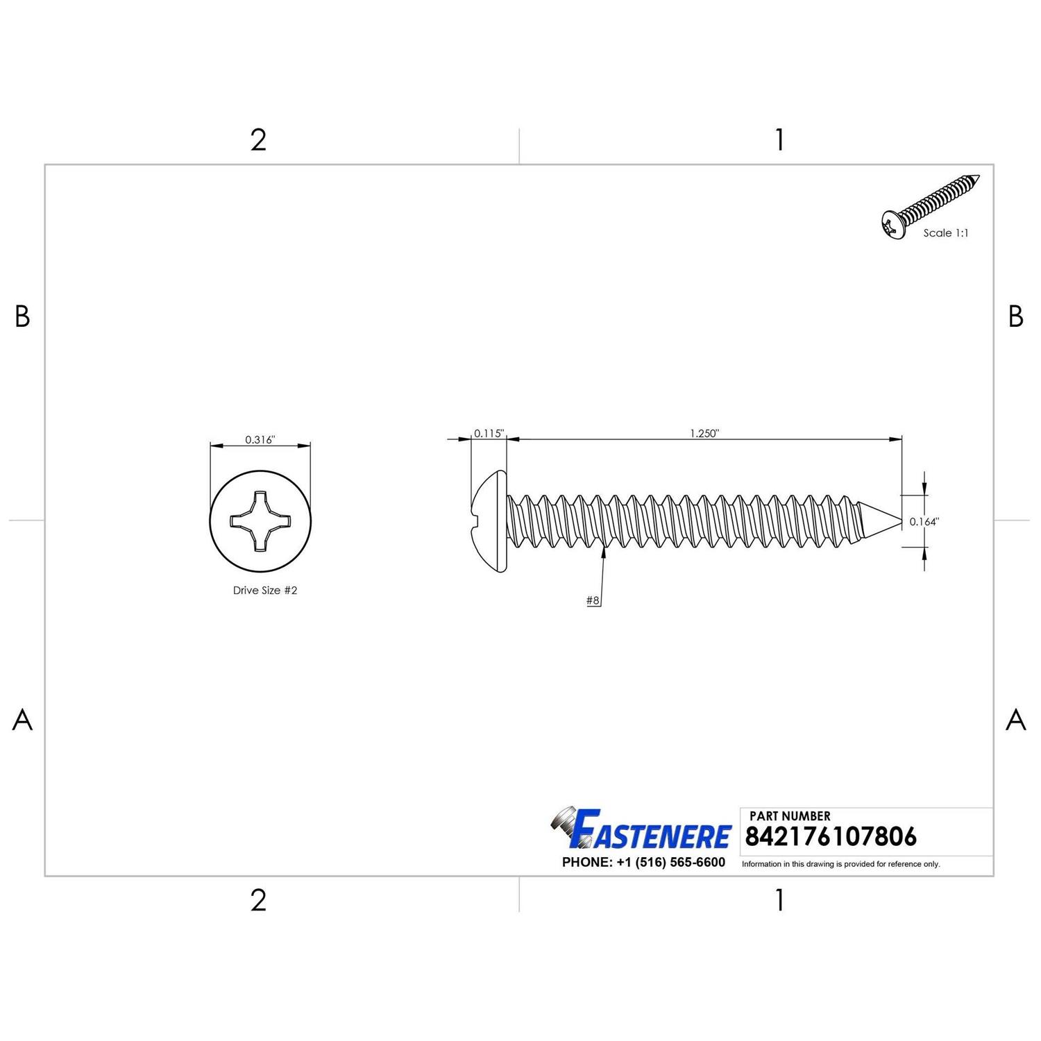 Phillips Pan Head Sheet Metal Screws Stainless Steel 18-8 Qty 100 - Cheap Fitting