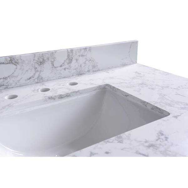 VANITYFUS 4 in. H x 0.7 in. D Cultured Engineered Stone Vanity Backsplash in Carrara White - Cheap Fitting