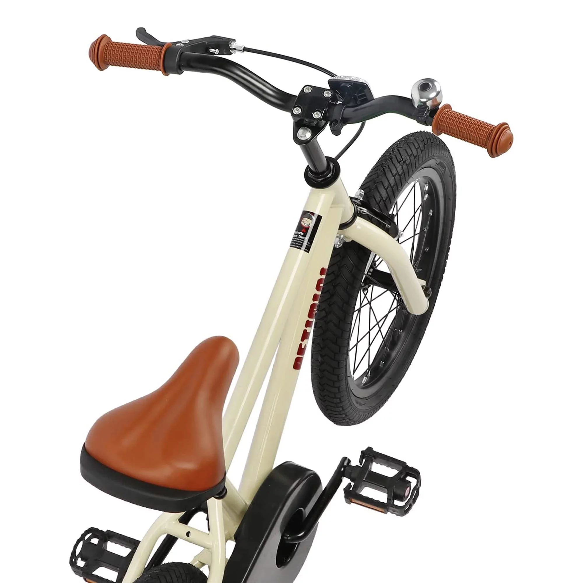 Petimini 16 Inch BMX Kids Bike w/ Training Wheels for 4-7 Years Old, Beige - Cheap Fitting