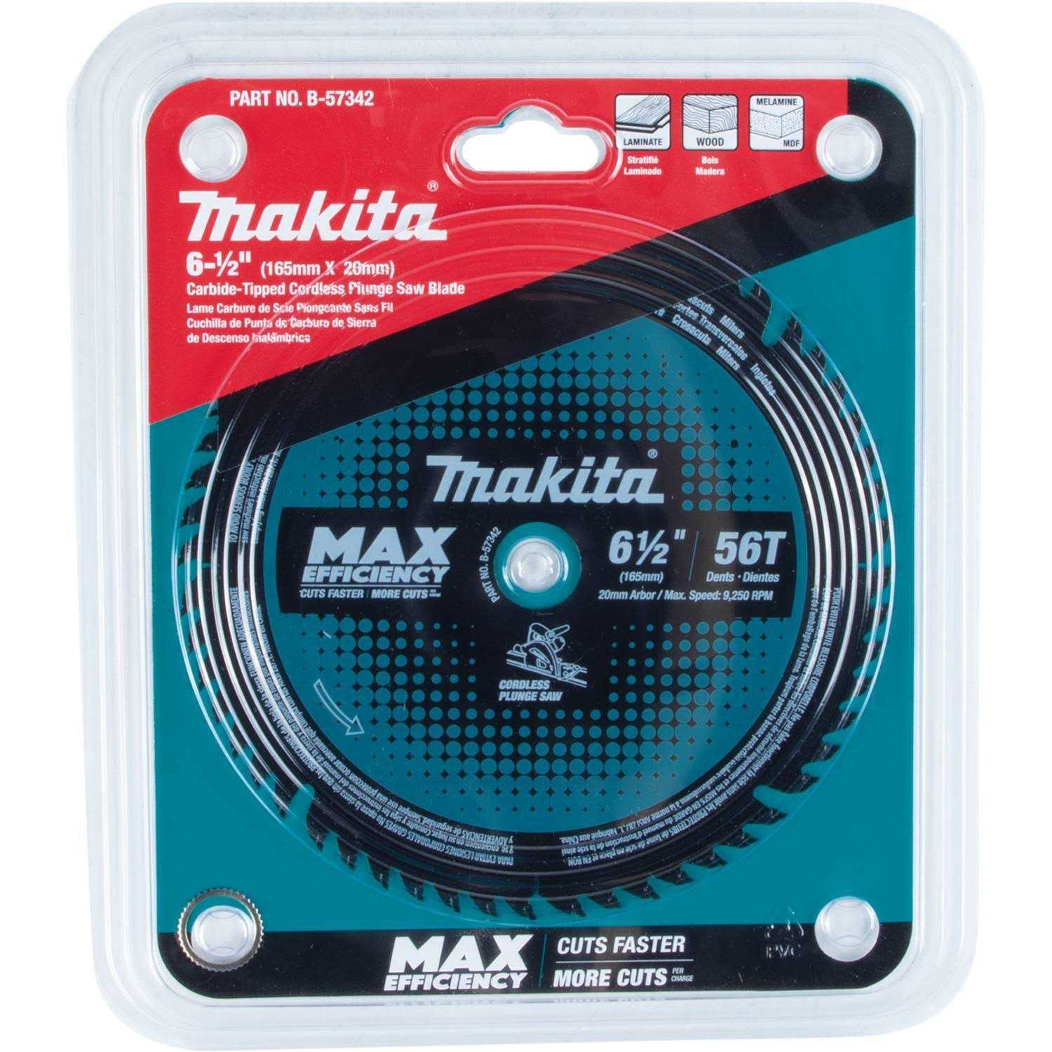 Makita B-57342 6-1/2 in. 56T Carbide-Tipped Cordless Plunge Saw Blade - Cheap Fitting