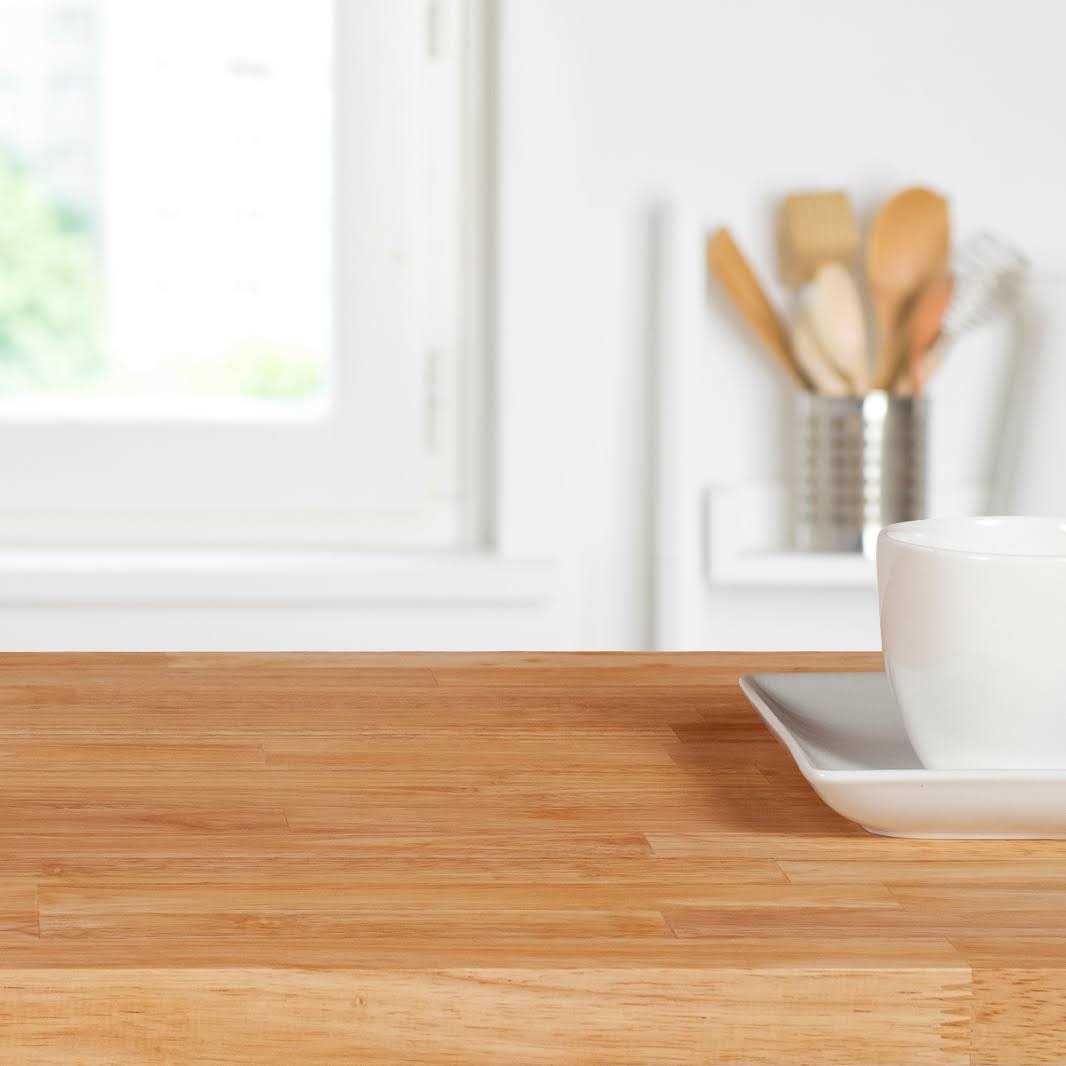 Sparrow Peak Rubberwood 72-in x 25-in x 1.25-in Unfinished Natural Straight Butcher Block Hevea Countertop 12525FJRW-72 - Cheap Fitting