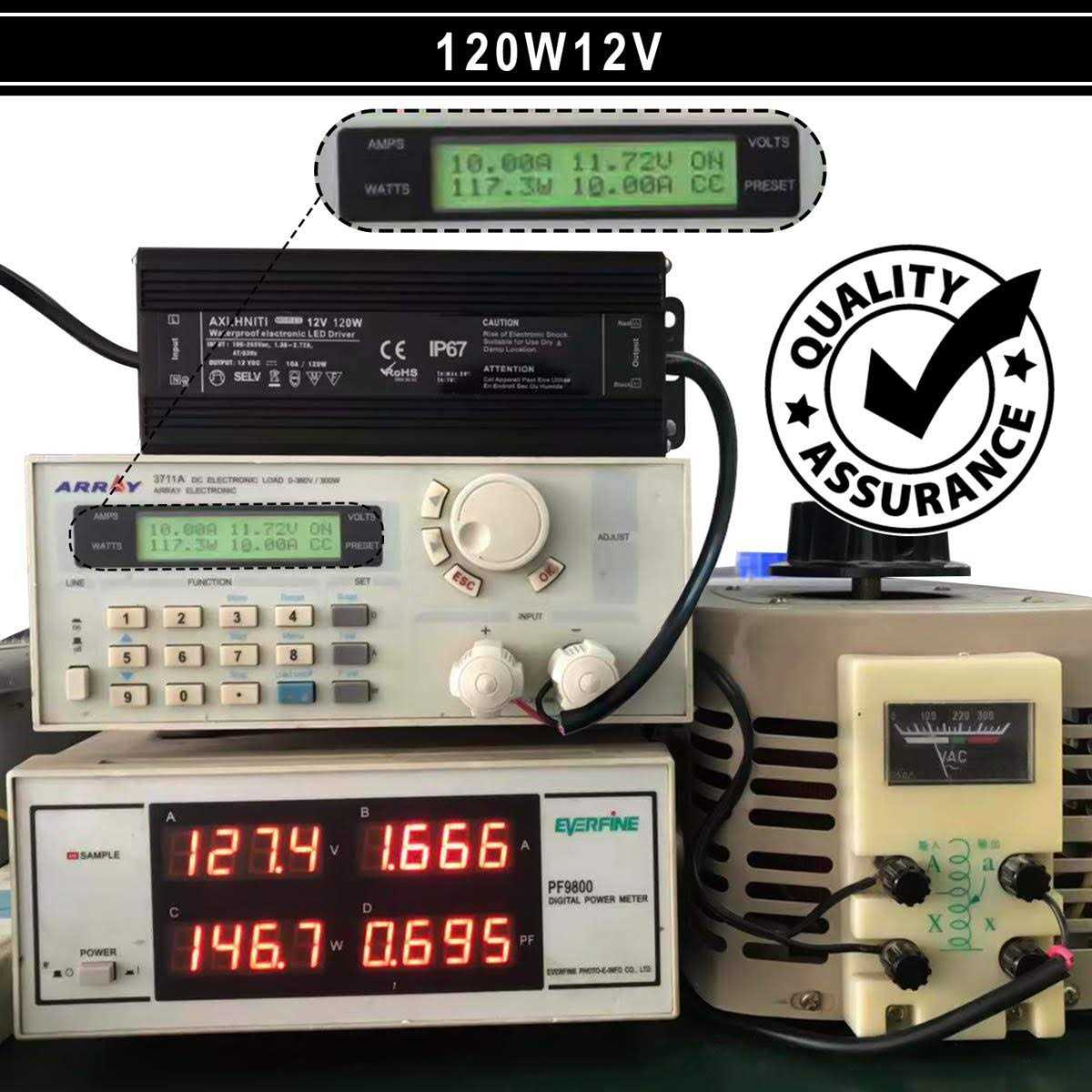 AXLHNITI LED Driver 120W 12V DC Low Voltage Output Waterproof IP67 LED Power Supply,LED Transformer with 3-Prong Plug 3.3 Feet Cable for LED Light - Cheap Fitting