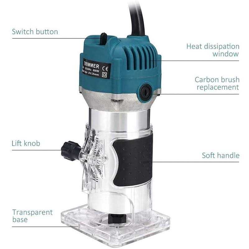 AKYPACH Wood Router,Router Tool Wood Trimmer Router Electric Hand Trimmer Laminate Milling Engraving Hand Machine Joiner Tool Electric for Slotting - Cheap Fitting