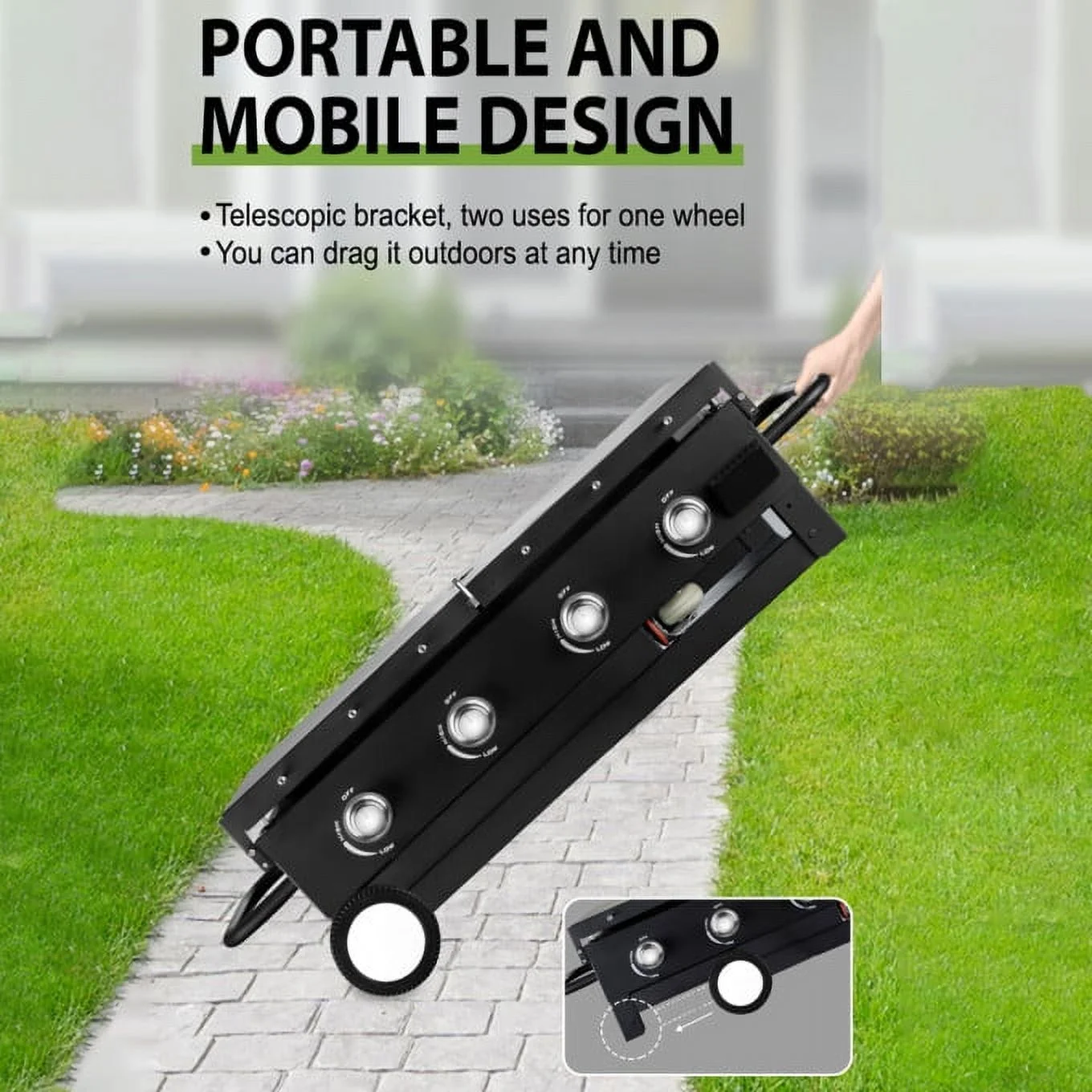 HONGGE 60000BTU 4 Burner Foldable Outdoor Propane Gas Grill, Black - Cheap Fitting