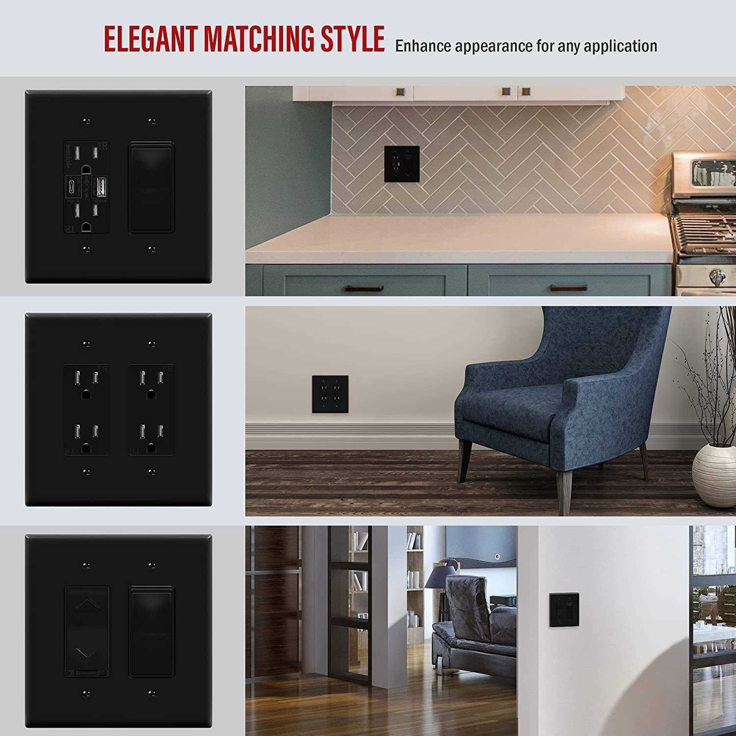 Enerlites Double Decorator Switch Cover Two Gang Outlet Wall Plate - Cheap Fitting