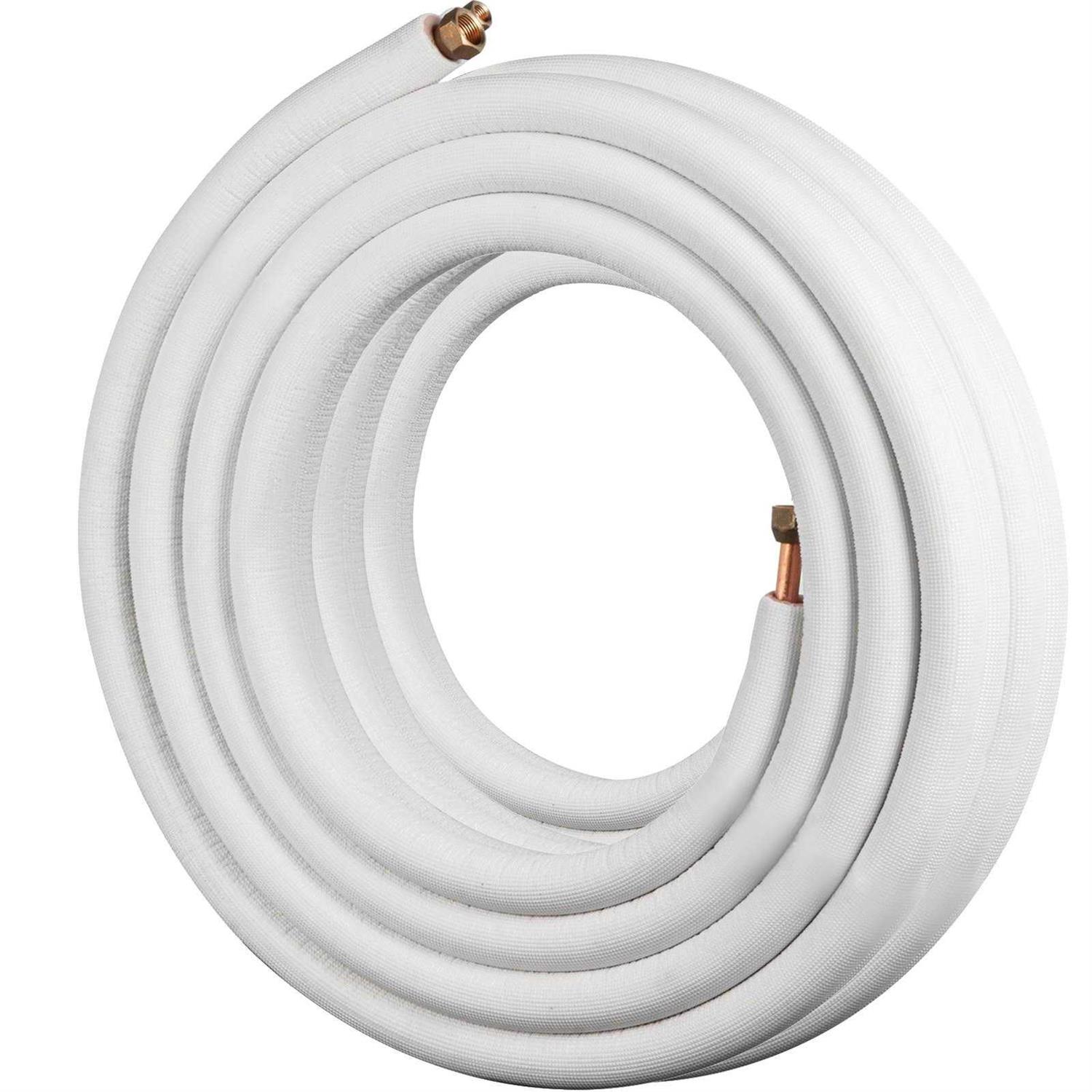 VEVOR Mini Split Copper Line Set 24.6ft Length 1/2 & 1/4 OD Copper Pipes for Mini Split Air Conditioner - Cheap Fitting