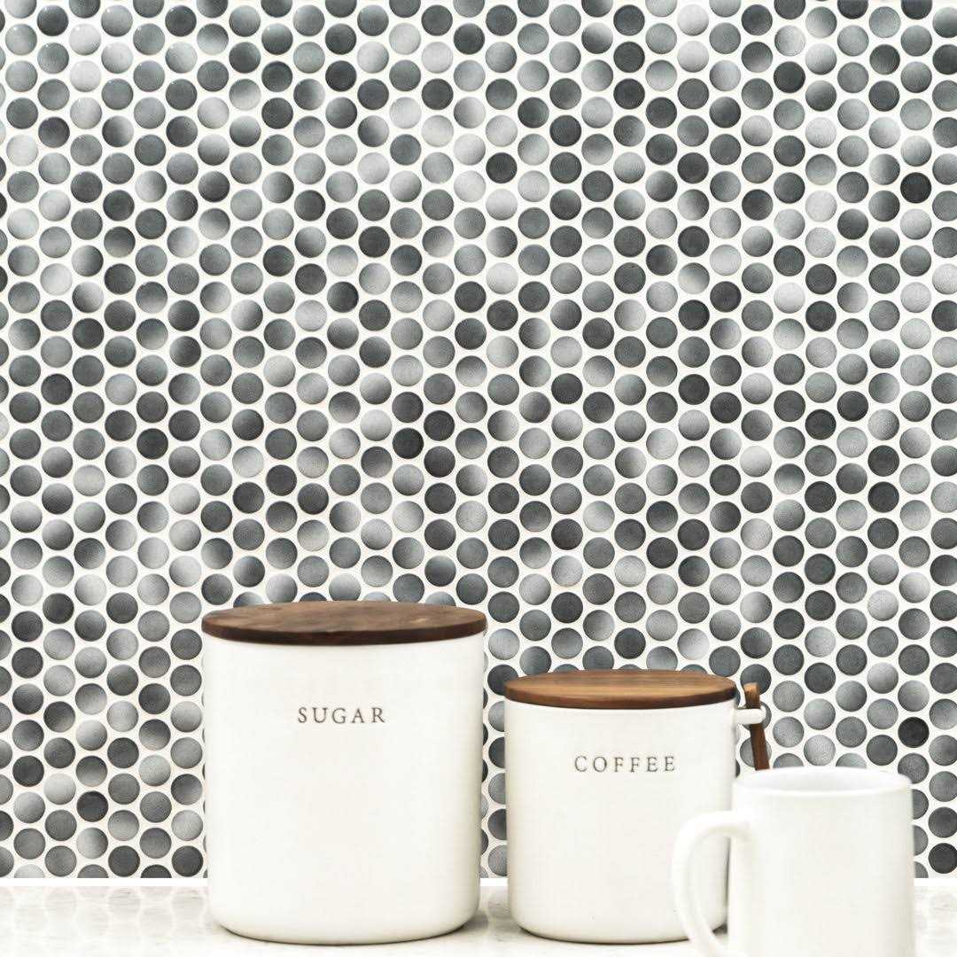 MSI Penny Round Nero 11.3 in. x 12.2 in. x Porcelain Mesh-Mounted Mosaic Tile - Cheap Fitting