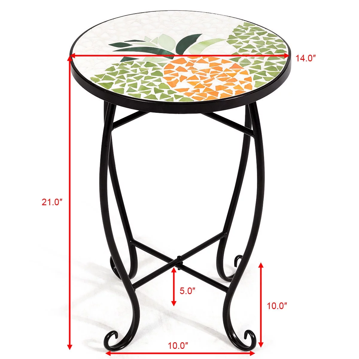 Costway Pineapple Outdoor Indoor Accent Table Plant Stand Scheme Garden Steel - Cheap Fitting