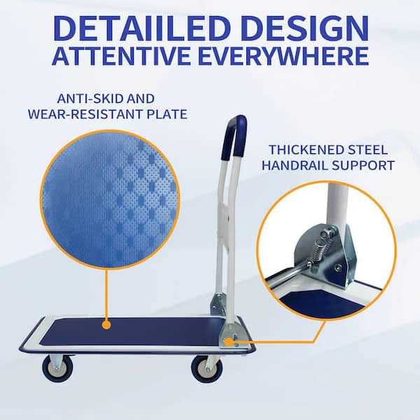 Miscool 330 lbs. Capacity Platform Truck Hand Flatbed Cart Dolly Folding Moving Push Heavy-Duty Rolling Cart With 4 Wheels - Cheap Fitting