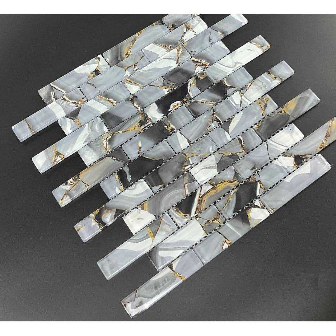 Mosaic Studio Glass Mosaic 1 x 4 Brick Pattern Wall Mosaic Tiles - Cheap Fitting