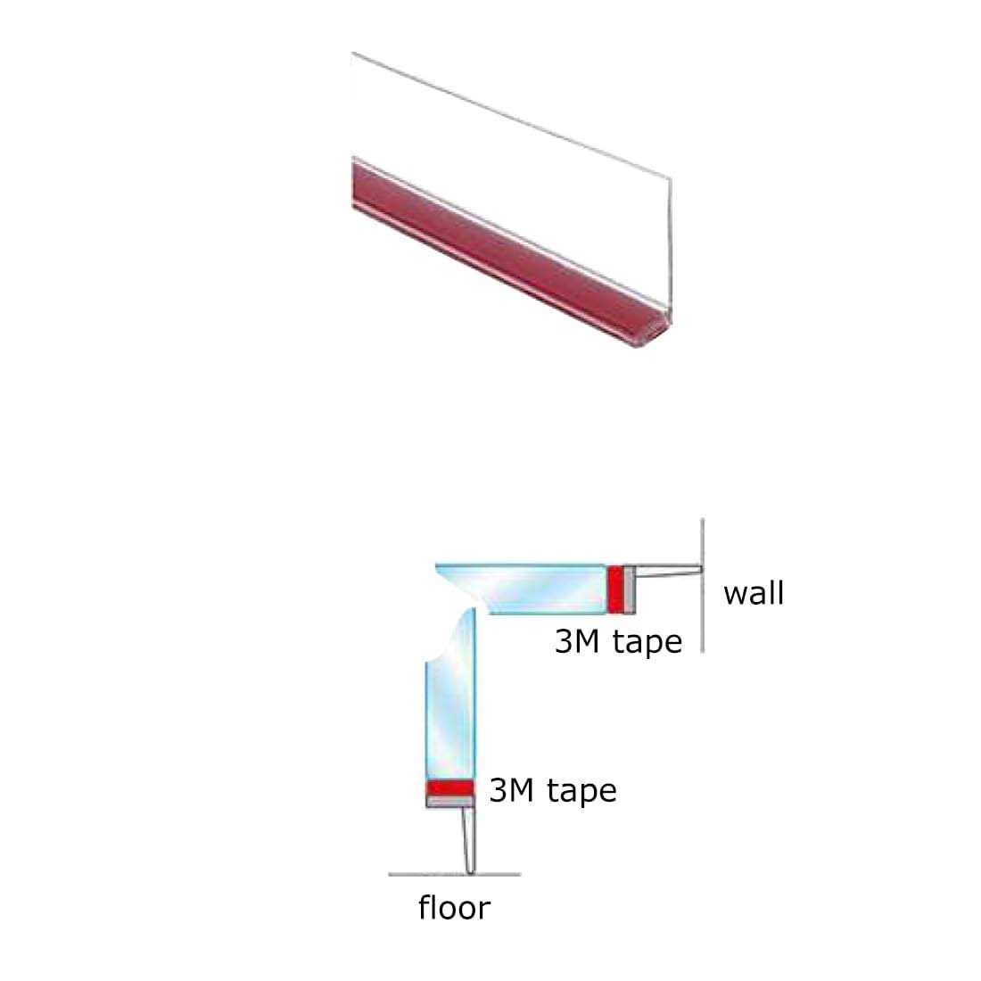 Gordon Glass Clear Vinyl L-shape Seal with Pre-applied Tape for Frameless Shower Doors - Cheap Fitting