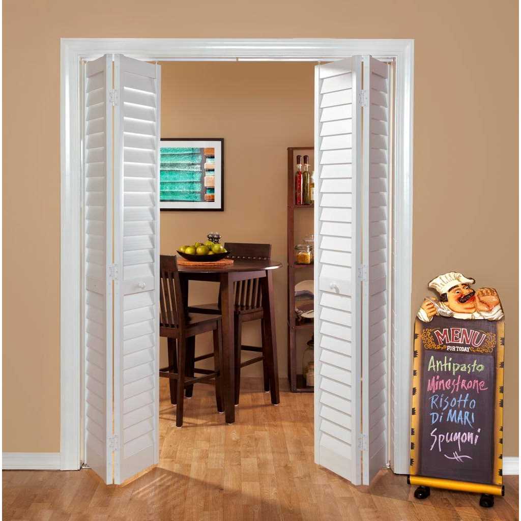 Lowe’s Plantation 80-in White 2-panel Square Hollow Core Prefinished PVC Bifold Door Hardware Included - Cheap Fitting