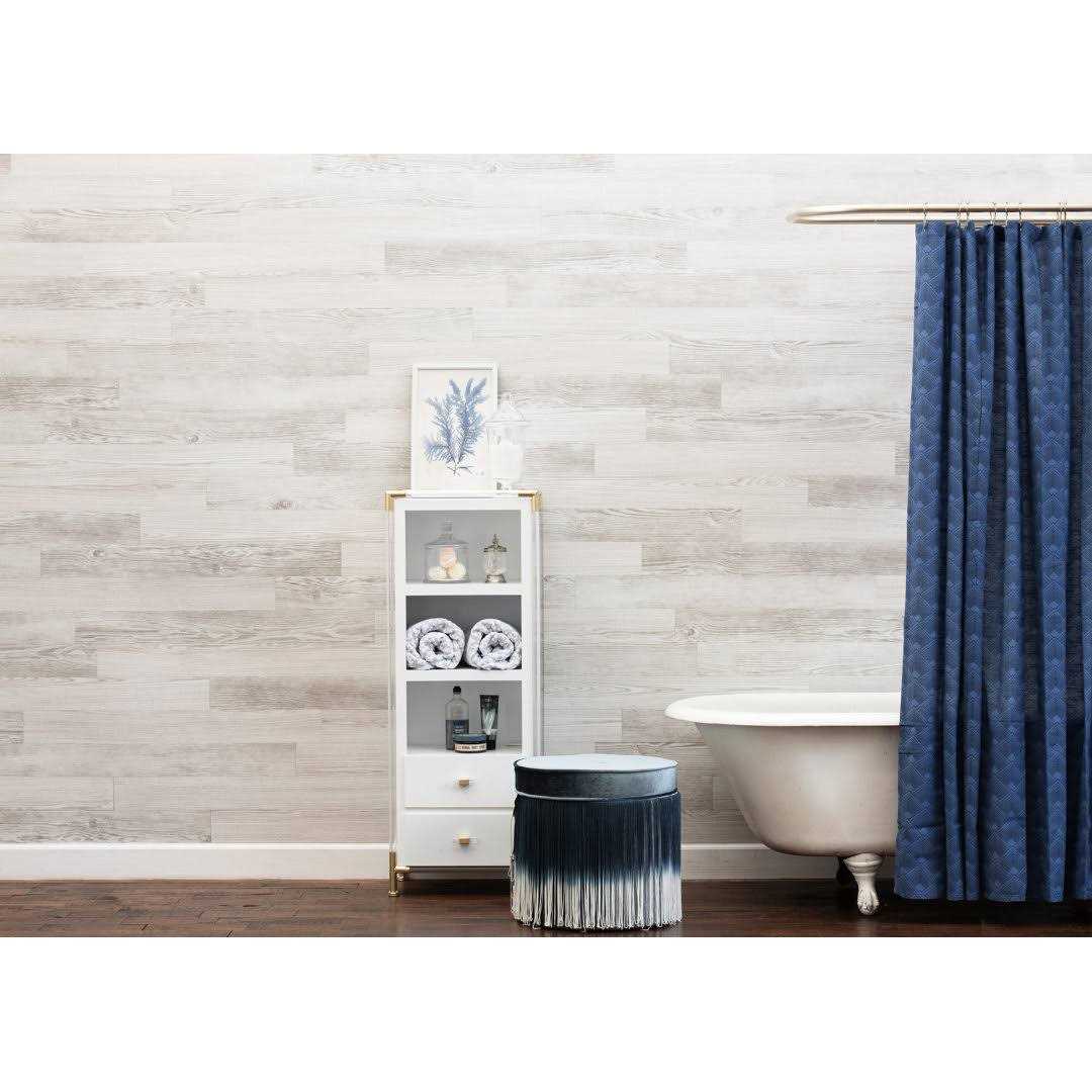 Unbranded E-Z Wall Whitewash 2 MIL x 4 in. W x 36 in. L Peel and Stick Water Resistant Luxury Vinyl Plank Flooring - Cheap Fitting