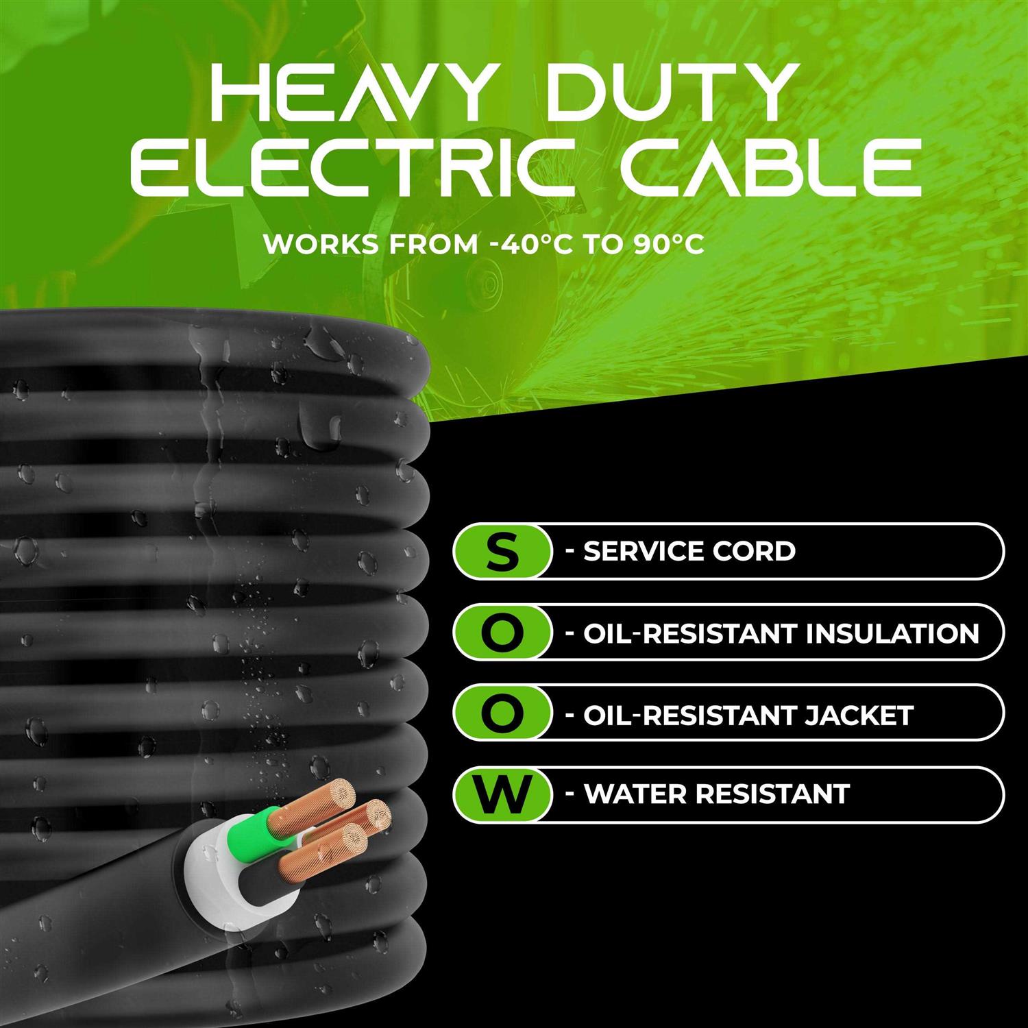 Gearit AWG Portable Power Cable SOOW 600V Gauge Electric Wire for Motor Leads - Cheap Fitting