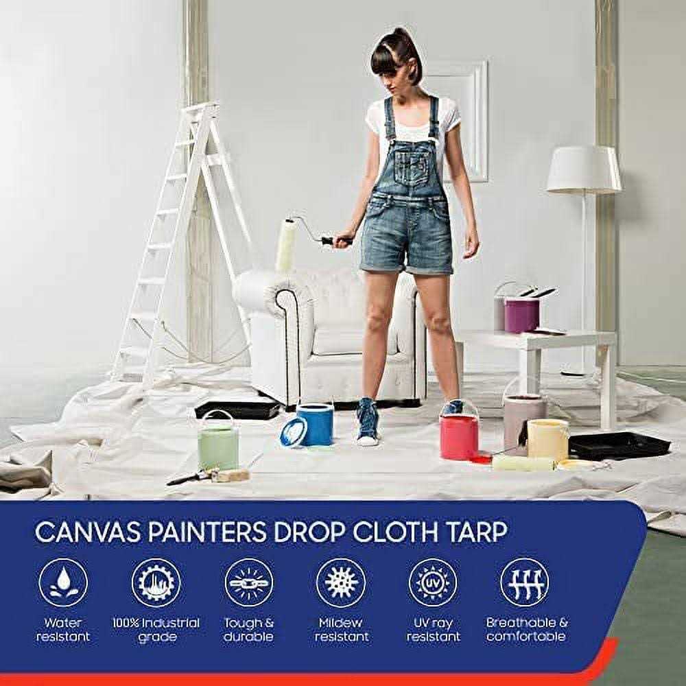 Tarps Now 10oz Painters Tarps Drop Cloth Cotton Canvas Tarp - Cheap Fitting