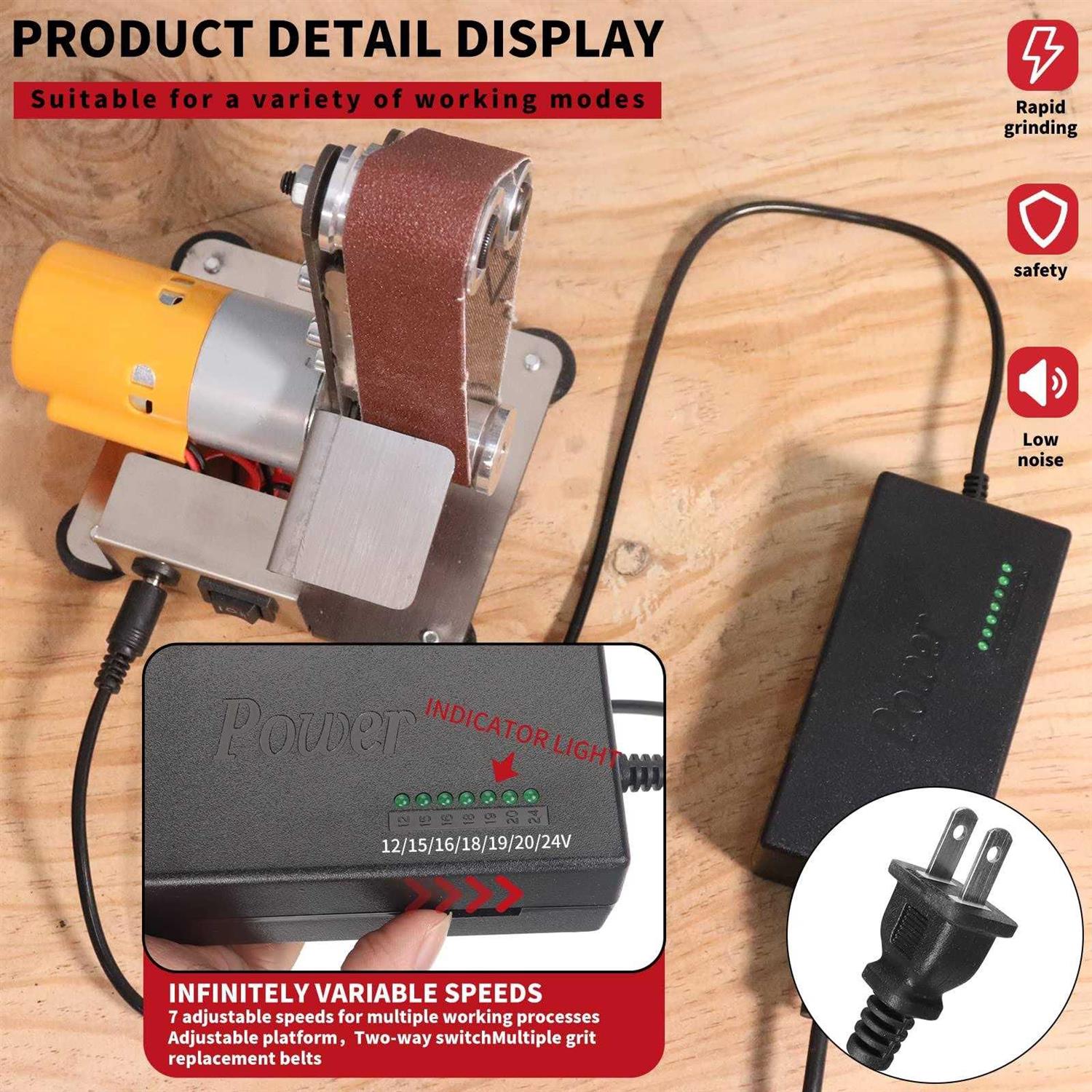 Electric Belt-Sander Adjustable Polishing-Grinding Sharpener SI FNAG 7 Speed Mini Power Sanding Machine Bench Grinder Sanders 13×1.2inch For Knife - Cheap Fitting