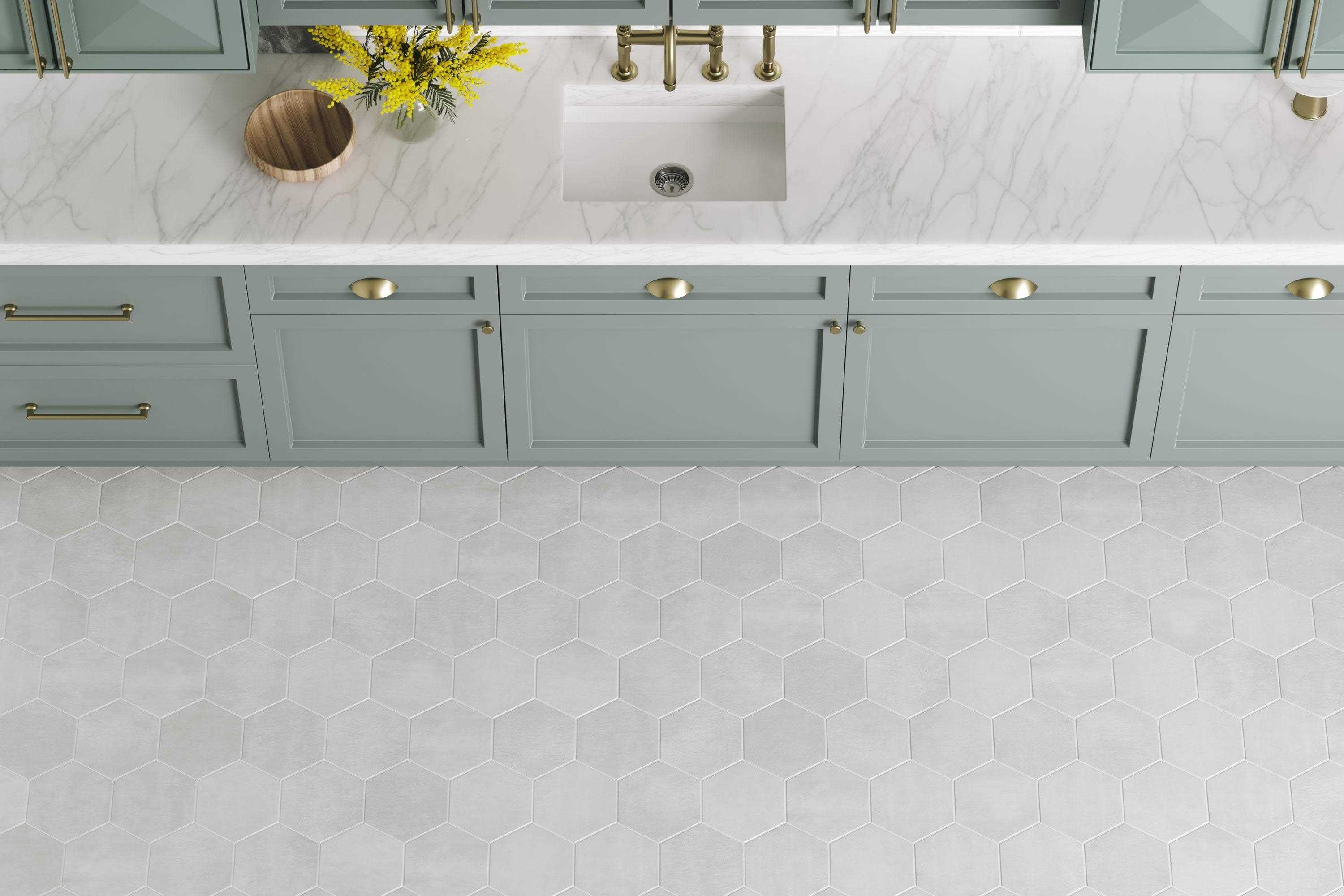 Satori Nouveau Hexagon 7-in x 8-in Matte Porcelain Encaustic Floor and Wall Tile 1001 - Cheap Fitting