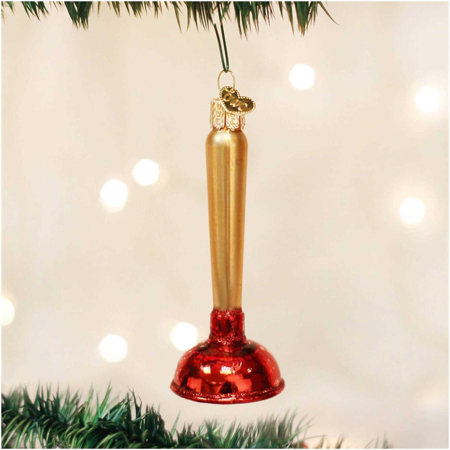 Toilet Plunger Ornament Old World Christmas - Cheap Fitting