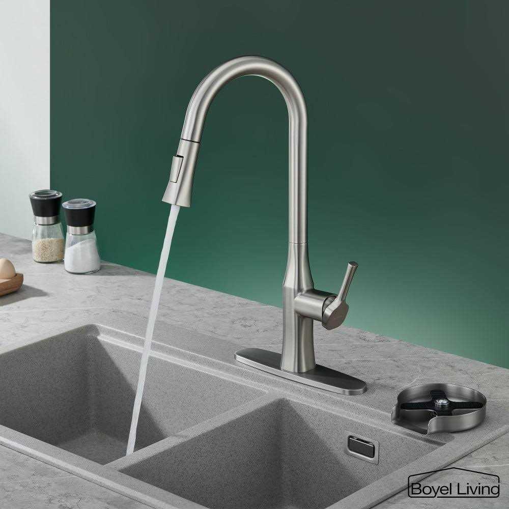 Boyel Living Single Handle No Sensor Pull Down Sprayer Kitchen Faucet with Deckplate Included and Glass Rinser BL-D3541-B - Cheap Fitting