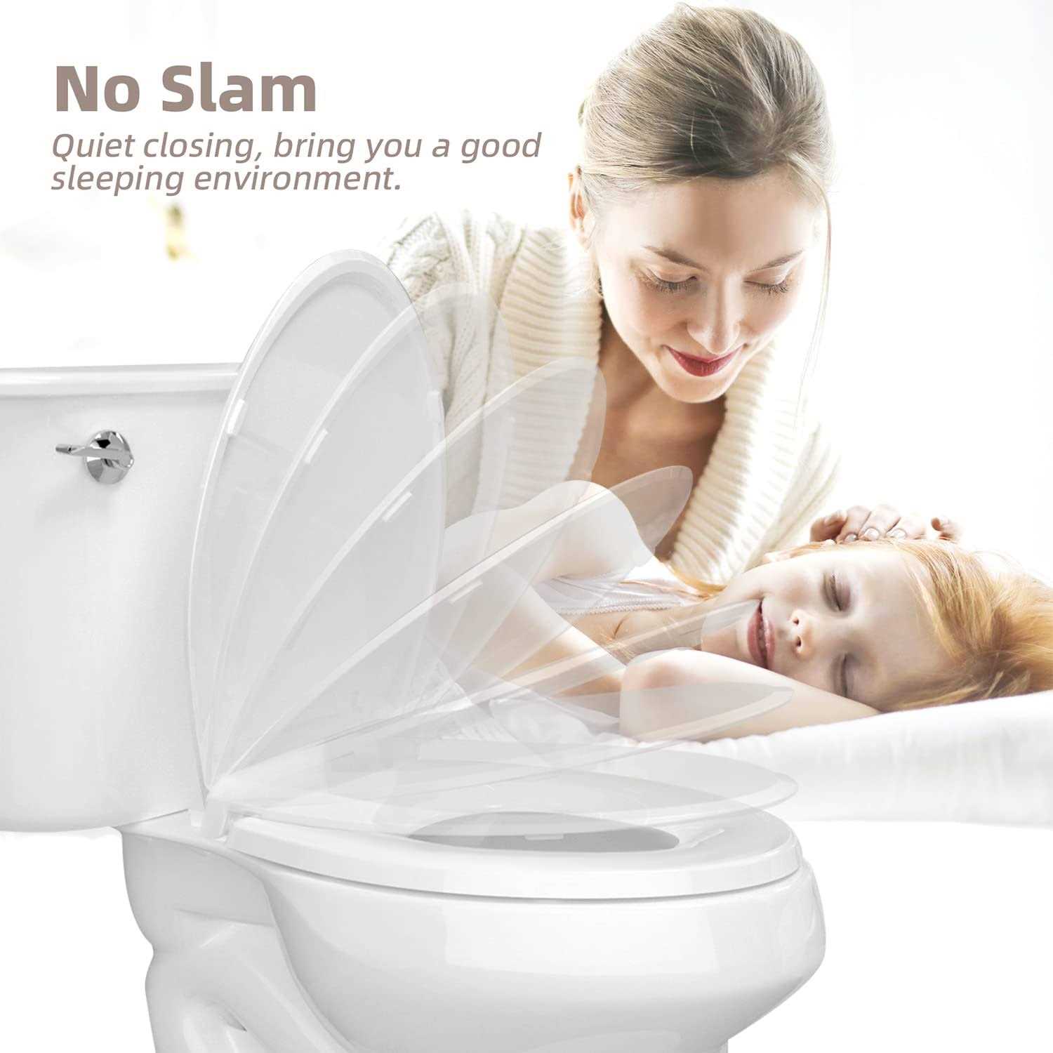 CcBello Elongated Toilet Seat Quick-Release Hinges Slow Close - Cheap Fitting