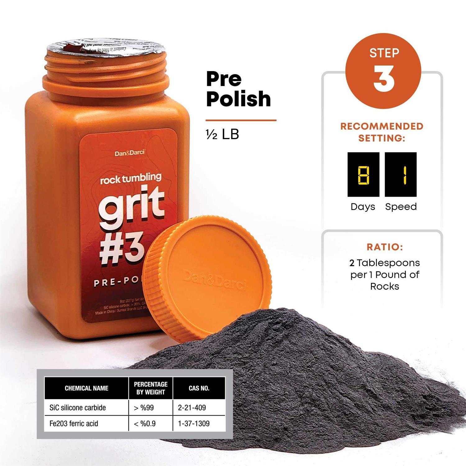 Dan&Darci Rock Tumbler Grit Refill Kit 3.5 Pounds Grits Media + Poly Plastic Pellets - Cheap Fitting