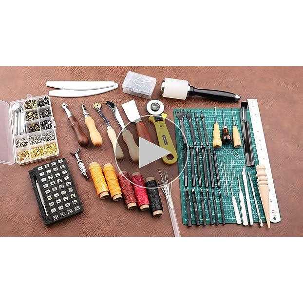 ZMAAGG Leather Tooling Kit, Leather Working Tools, Leather Craft Tools Kits and Supplies with Leather Stamp Tools, Cutting Mat, Groover, and Rivets Kit - Cheap Fitting