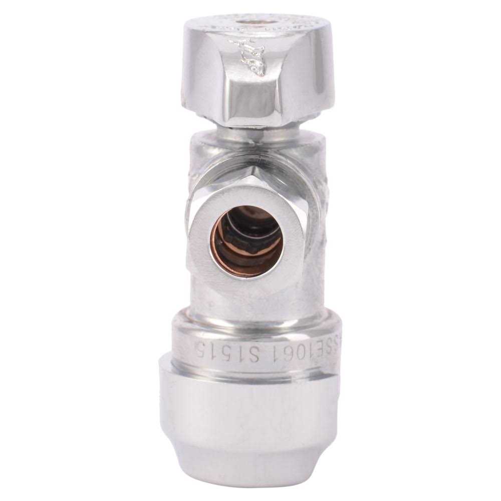 SharkBite 1/2-in Push-to-connect x 3/8-in Od Compression Brass Quarter Turn Stop Angle Valve - Cheap Fitting