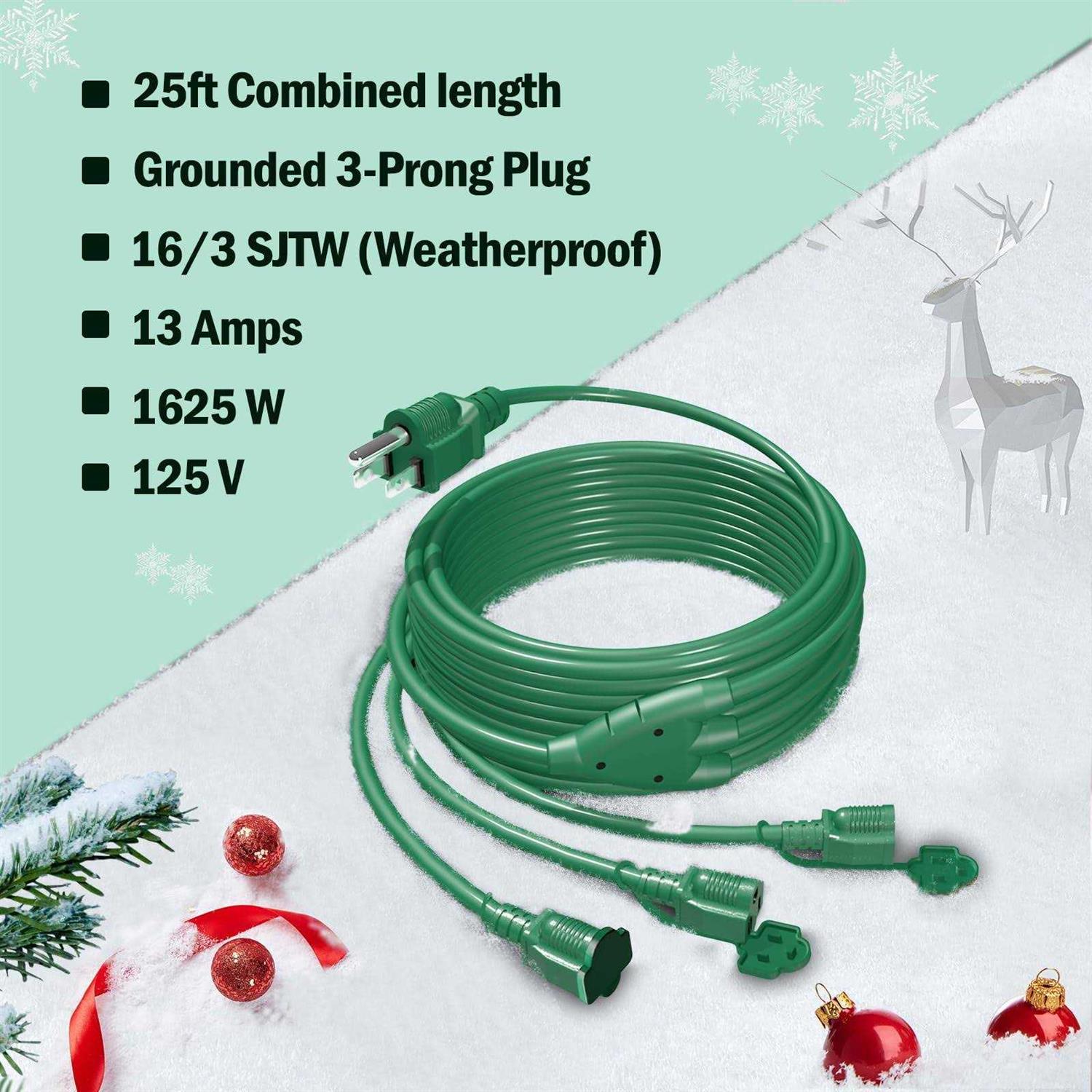 Stright 1 to 3 Splitter Extension Cord 3 Prong Plug with 3 Extended Outlets - Cheap Fitting