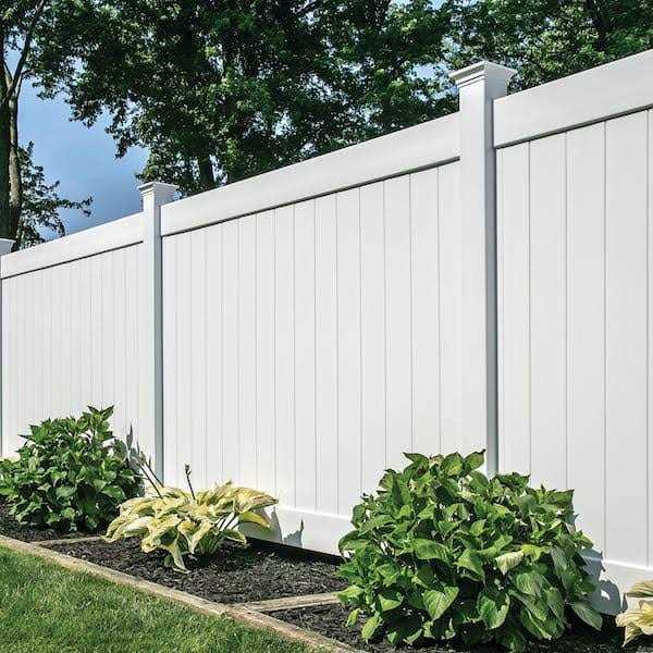 Veranda Linden H x 8 ft. W White Vinyl Privacy Fence Panel Kit - Cheap Fitting