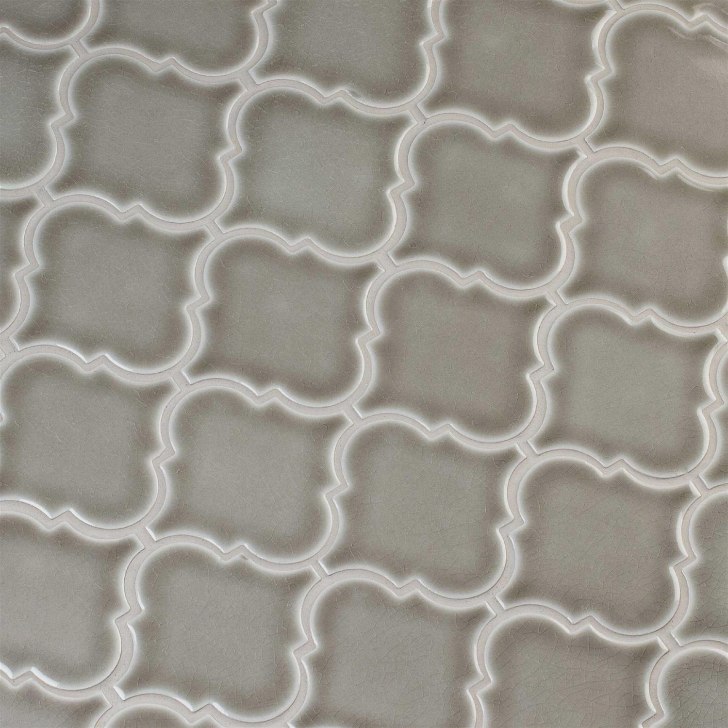 MSI Dove Gray Arabesque 10-1/2 in. x 15-1/2 in. x 8 mm Glossy Ceramic Mesh-Mounted Mosaic Wall Tile - Cheap Fitting