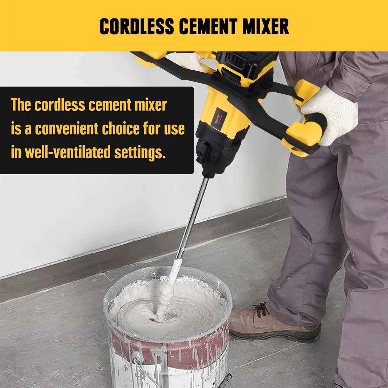 Cordless Mud Mixer for Dewalt 20V Max Battery Concrete Mixer Portable Brushless Cement Mixer Handheld Electric Mortar Mixer for Mixing Mud - Cheap Fitting