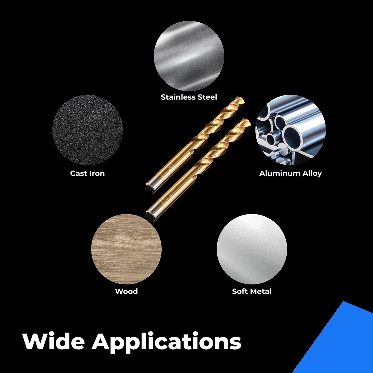 amoolo Titanium Drill Bits Premium 4341 HSS Metal Drill Bits for Wood - Cheap Fitting