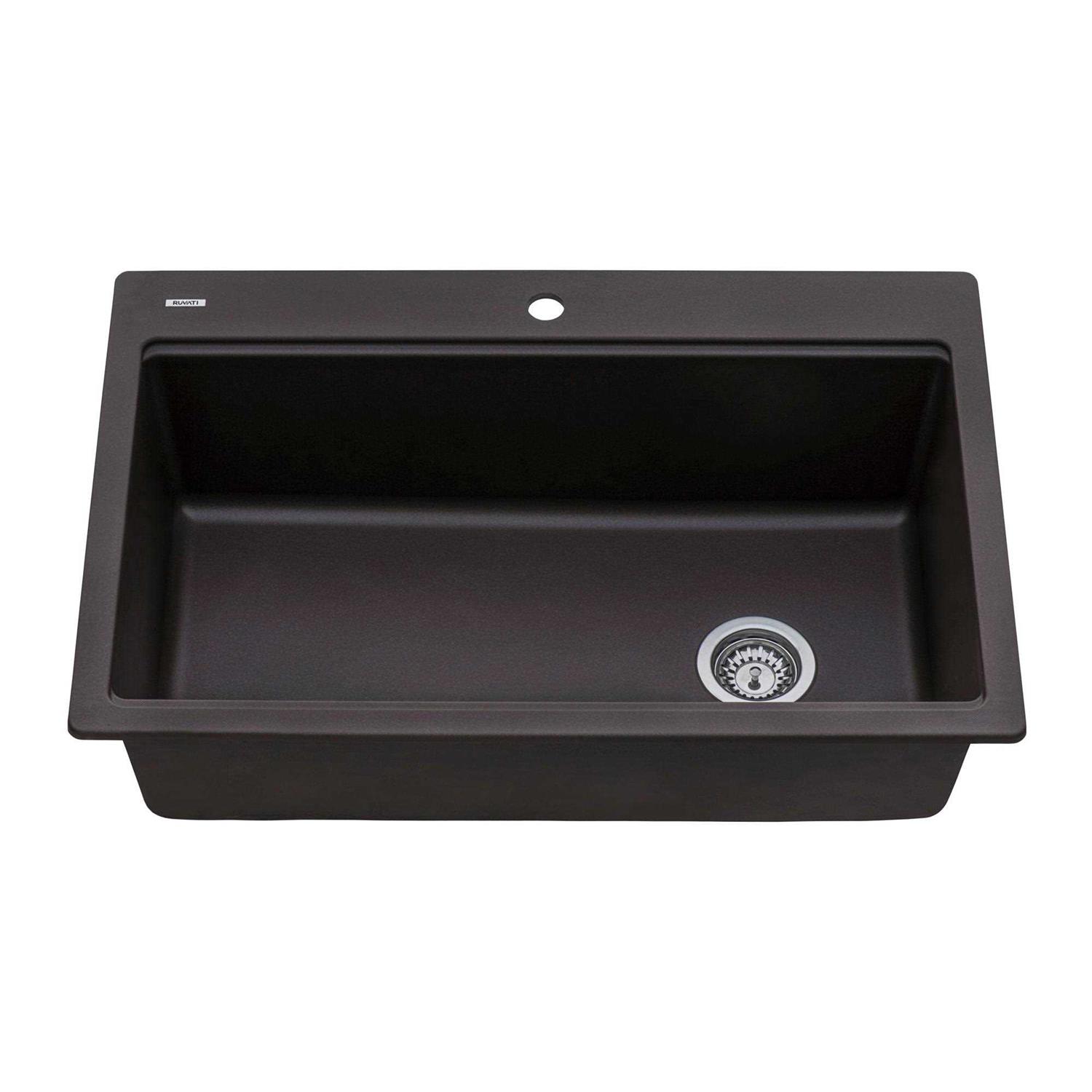 Ruvati 33-inch Granite Composite Workstation Drop-in Topmount Kitchen Sink RVG1302 - Cheap Fitting
