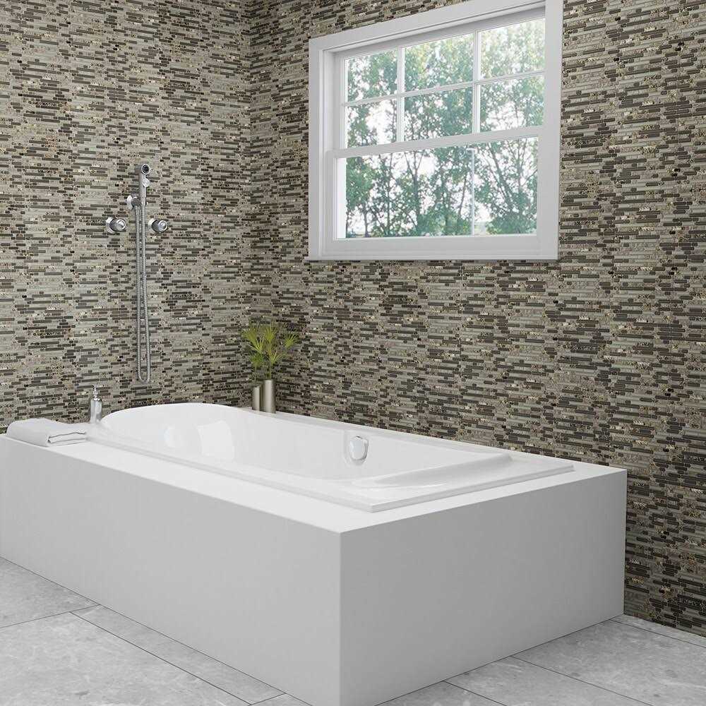 Peel&Stick Mosaics Chesterfield Beige 10-in x 10-in Glossy Composite Linear Stone Look Peel and Stick Wall Tile LWPS191034 - Cheap Fitting