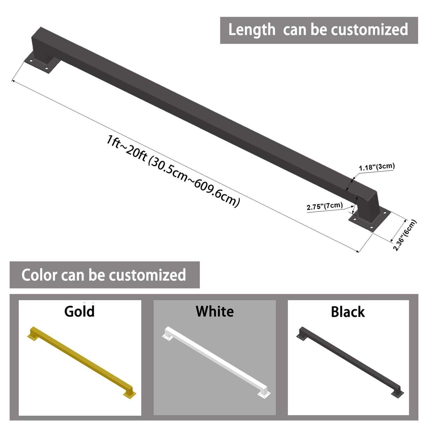 Black Iron Hand Railing Sturdy Safety Staircase Handrails Wall Mount - Cheap Fitting