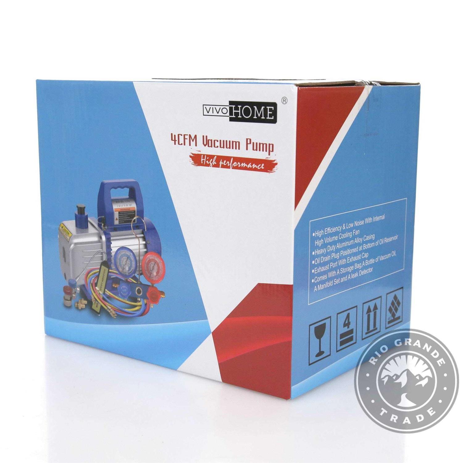 VIVOHOME 110V 1/3 HP 4CFM Single Stage Rotary Vane Air Vacuum Pump and R134a AC Manifold Gauge Set Kit - Cheap Fitting